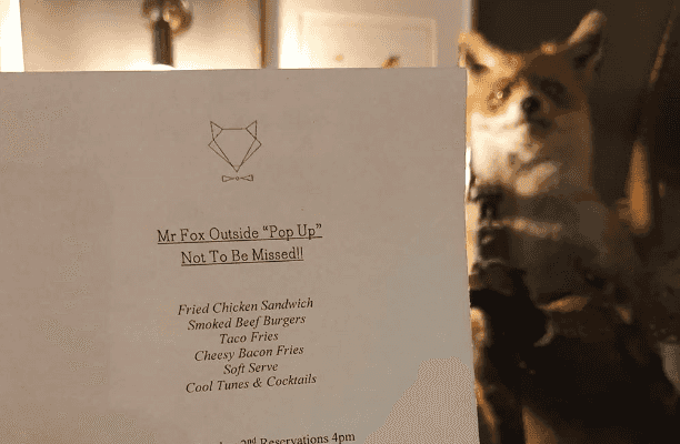 Mr Fox and BAR 1661 are holding an outdoor pop up over the next two weekends