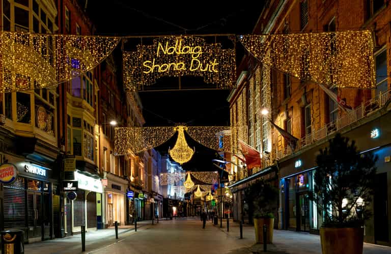 The iconic Nollaig Shona Duit sign is officially back in its rightful place