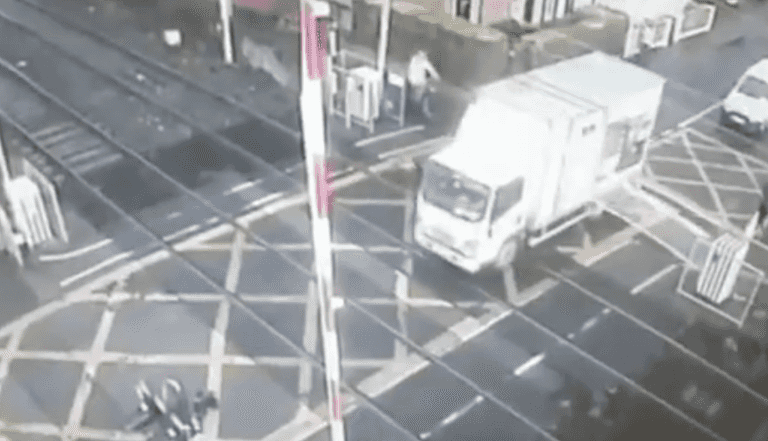 Irish Rail shares footage of truck breaking through barrier in Dublin
