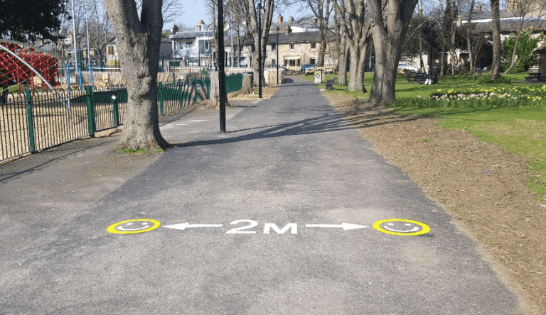 These social distancing guidelines are appearing in parks around Dublin