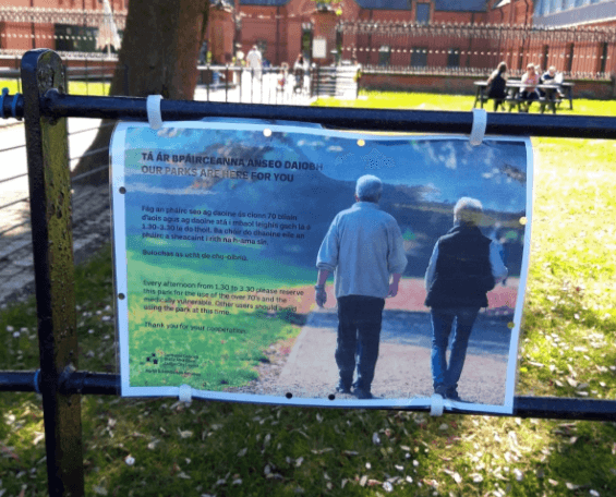 New signs placed in Dublin parks to remind public of designated hours for over-70s