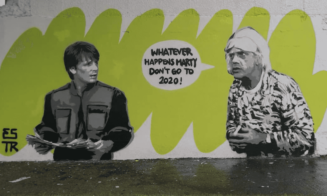 ‘Don’t go to 2020’ – Sound advice from Dublin’s newest Back to the Future mural