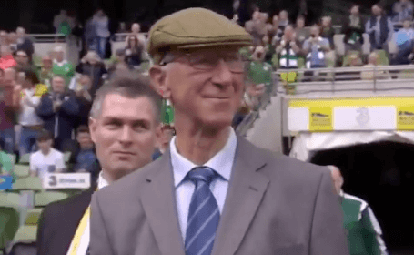 WATCH: Jack Charlton receives huge ovation on final public appearance in Dublin