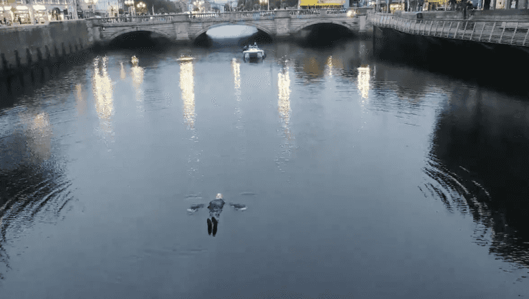 WATCH: A man was spotted paddling down the Liffey this morning and now we know why
