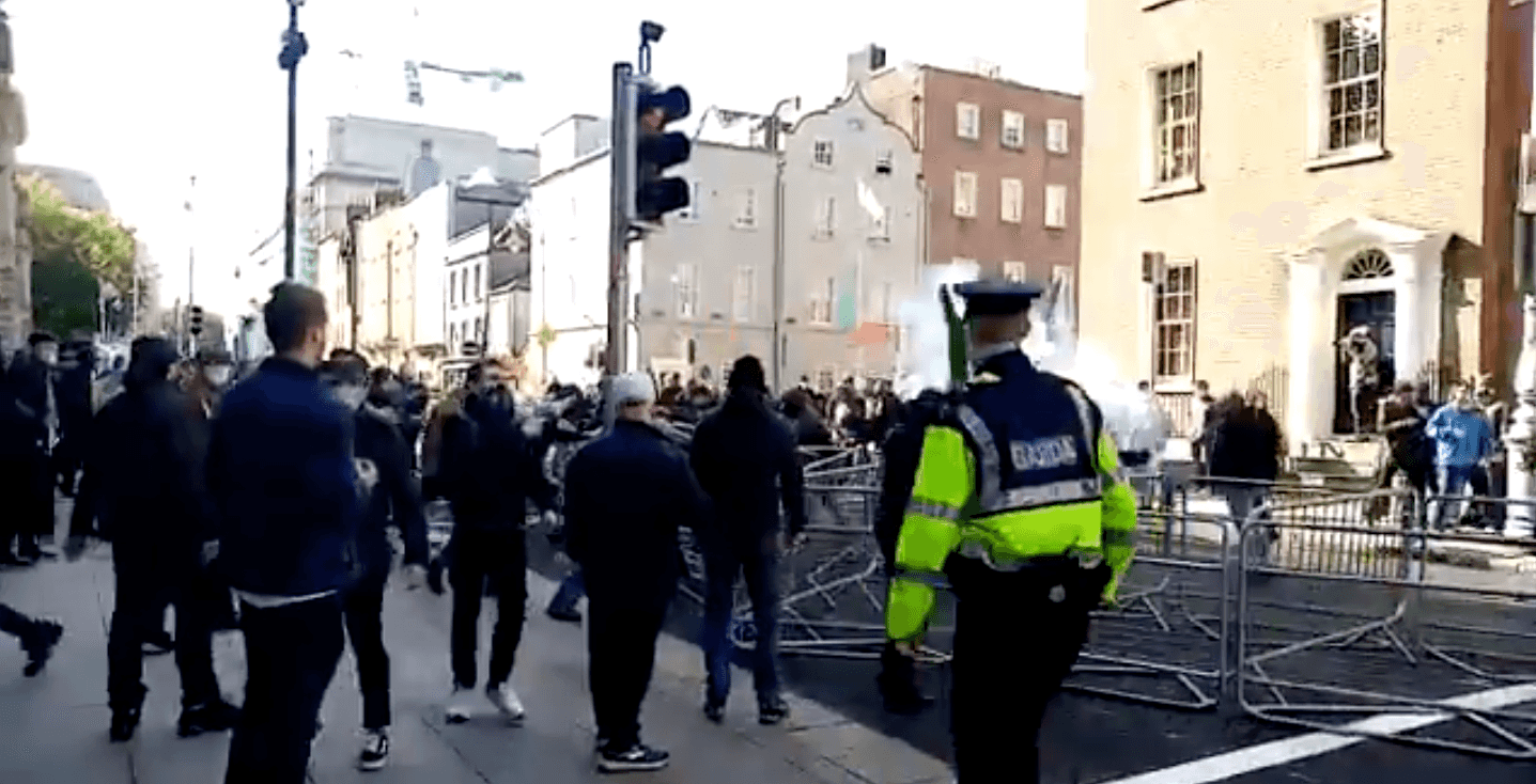 WATCH: Video shows small explosive device set off at Dáil rally this afternoon