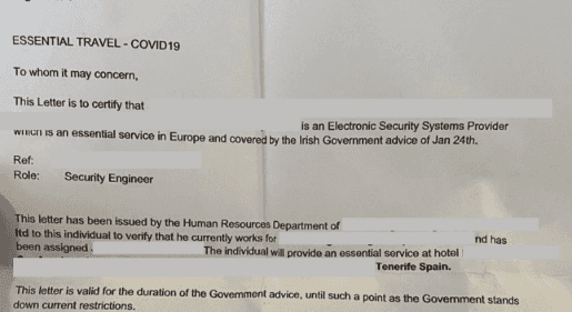 Person fined €500 for fake employer letter which provided ‘reasonable excuse’ for Tenerife trip