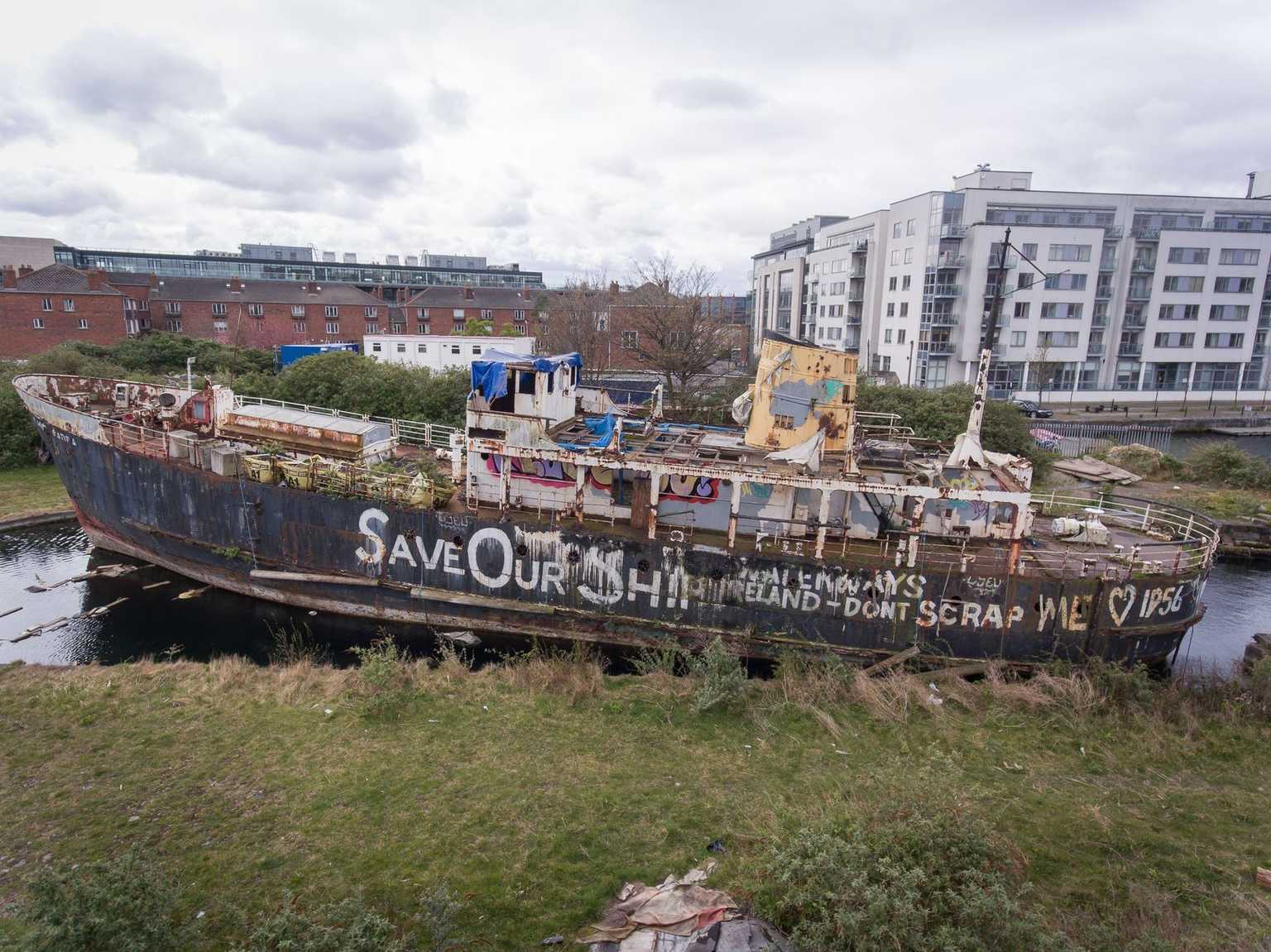 Calls to restore historic MV Naomh Eanna which is capsized in Grand Canal Dock