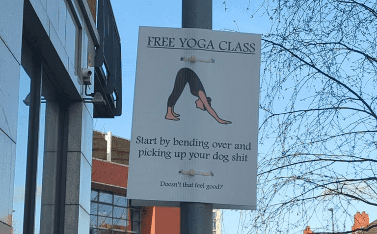 New tongue-in-cheek Dublin 1 guerrilla marketing campaign offering ‘free yoga’