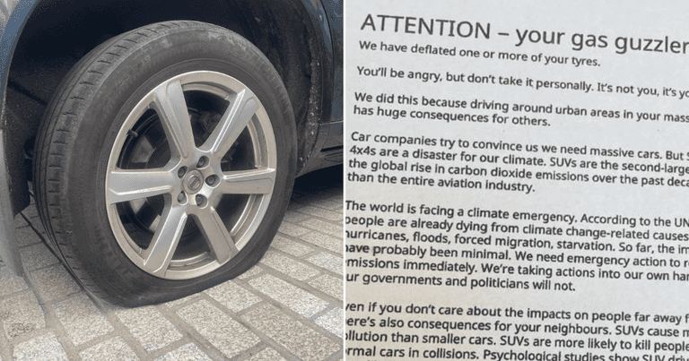 Climate action group deflate tyres of SUV ‘gas guzzlers’ in Dublin southside