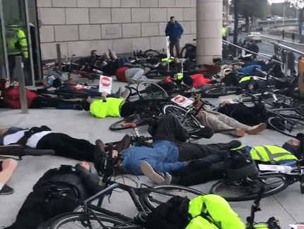 Cyclists stage ‘die-in’ demonstration outside Dublin City Council Cyclists stage ‘die-in’ demonstration outside Dublin City Council