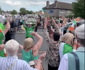 WATCH: Crowds gathered in Walkinstown today to celebrate Jack Charlton WATCH: Crowds gathered in Walkinstown today to celebrate Jack Charlton