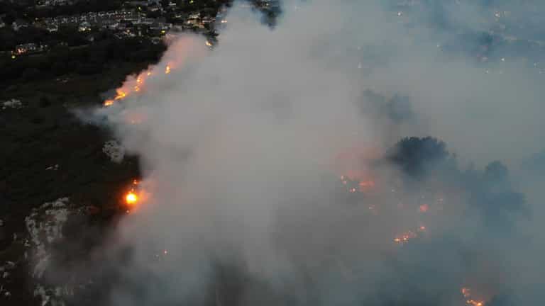 Two firefighters hospitalised fighting southside gorse blaze Two firefighters hospitalised fighting southside gorse blaze