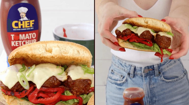This meatball sub with a spicy ketchup glaze is the saucy saviour you need to make for lunch This meatball sub with a spicy ketchup glaze is the saucy saviour you need to make for lunch
