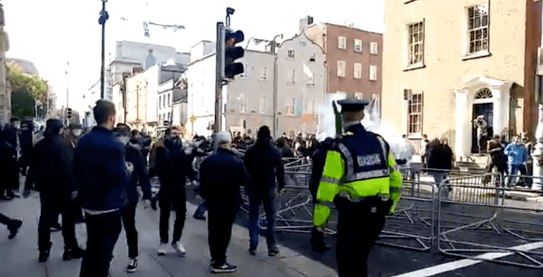 WATCH: Video shows small explosive device set off at Dáil rally this afternoon WATCH: Video shows small explosive device set off at Dáil rally this afternoon