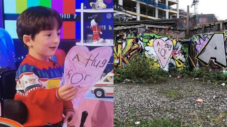 PICS: A new mural inspired by Toy Show Adam’s virtual hug sign has popped up in Dublin PICS: A new mural inspired by Toy Show Adam’s virtual hug sign has popped up in Dublin
