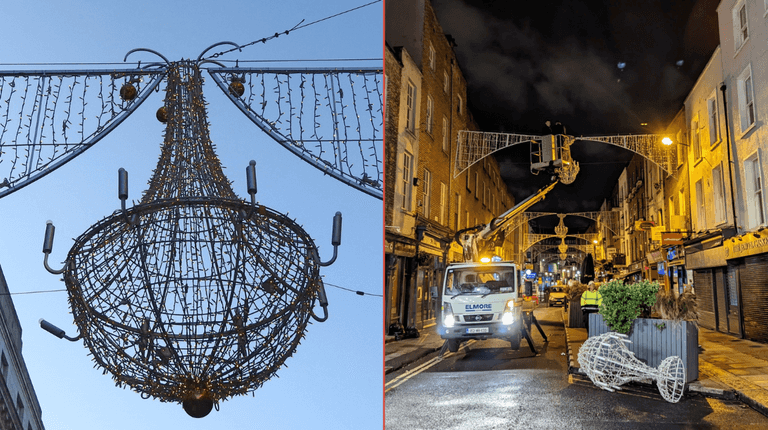 Christmas lights spotted going up in Dublin yesterday despite 20°C+ temperatures Christmas lights spotted going up in Dublin yesterday despite 20°C+ temperatures